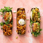 Vegware Kraft hot dog / baguette tray