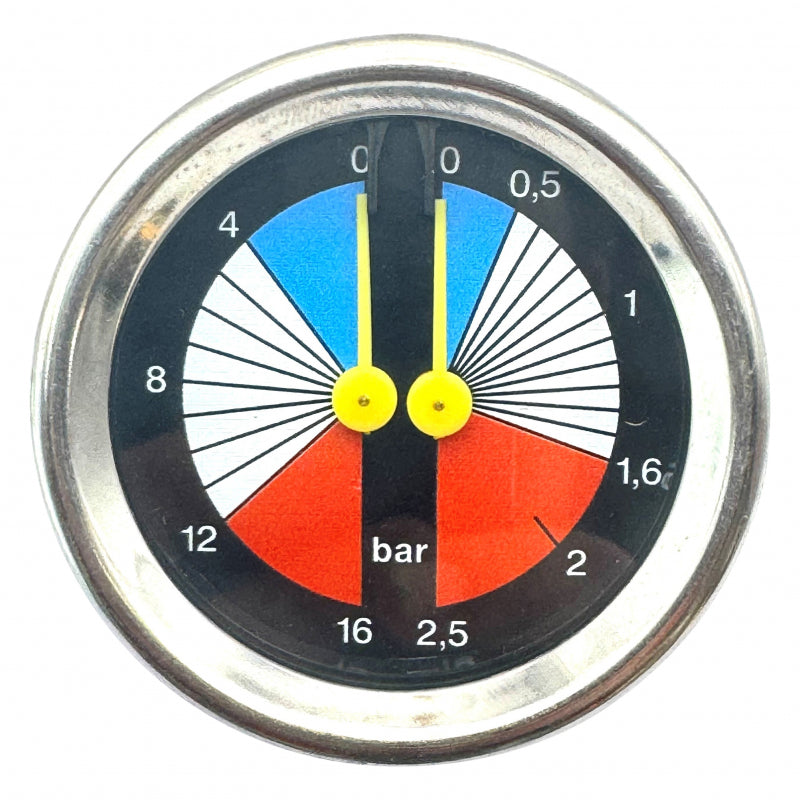 QUALITY ESPRESSO DUAL PRESSURE GAUGE 60MM