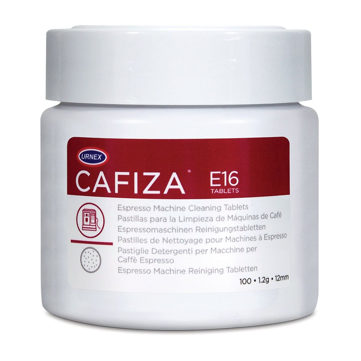 Urnex Cafiza E16 Tablets 1.2g, 12mm - tub of 100 tablets (1x) | Professional Coffee Machine Cleaner UK