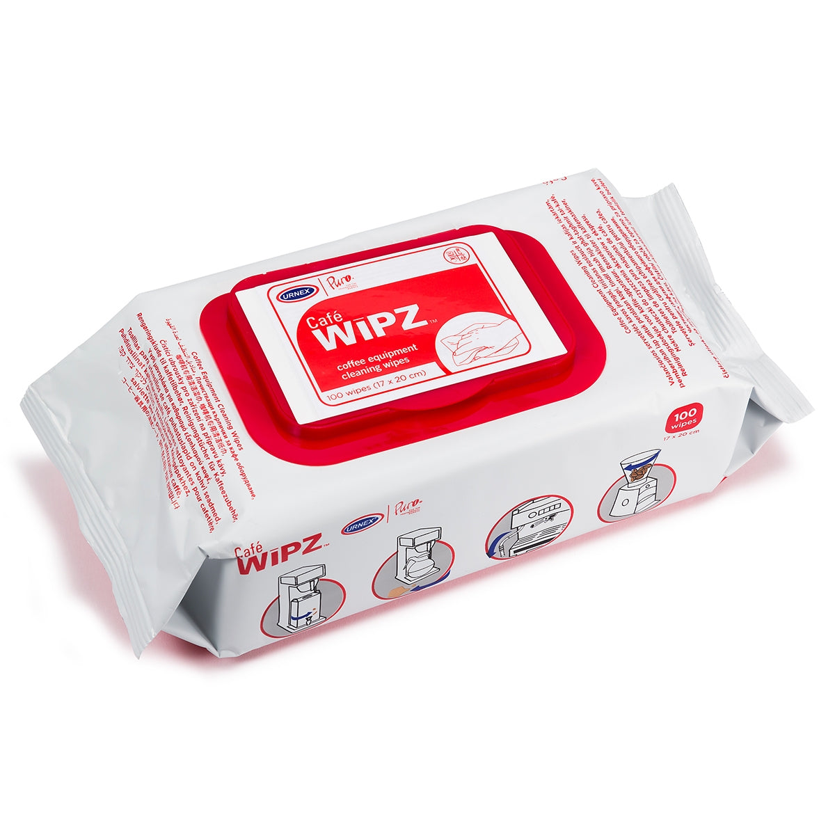 Urnex Cafe Wipz - pack of 100 wipes (1x) | Professional Coffee Machine Cleaner UK