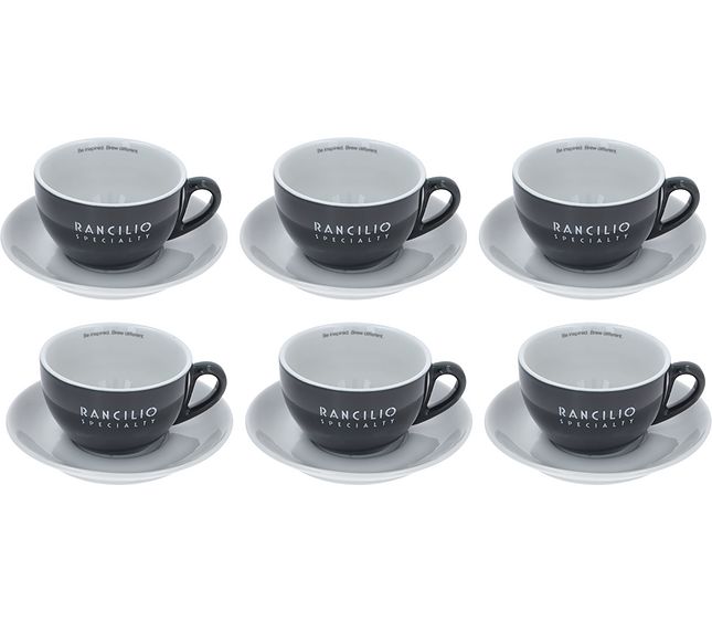 Rancilio 6 Porcelain Cups Latte Art Grey