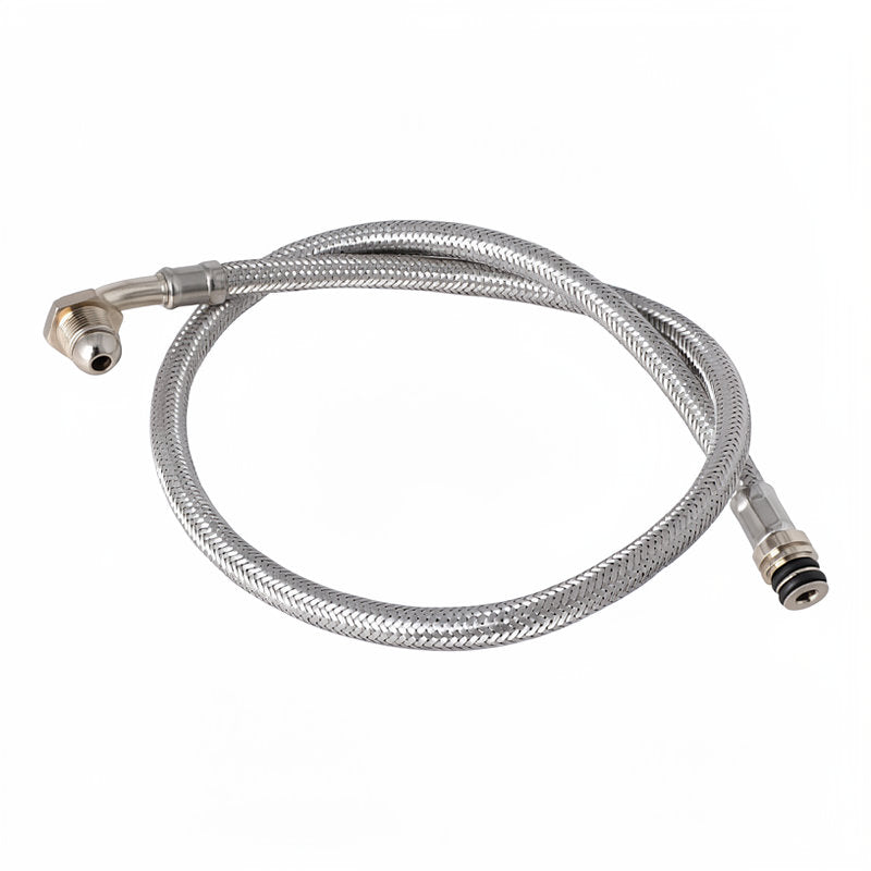 BRAIDED HOSE 0.83M 3/8M STRAIGHT X 3/8F ELBOW - CONICAL