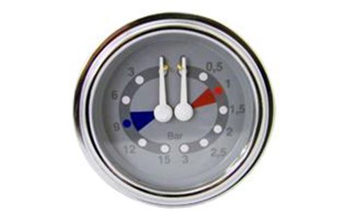 Brasilia - Dual Pressure Gauge - Roma  - Pn: BR8599 - commercial coffee spare part