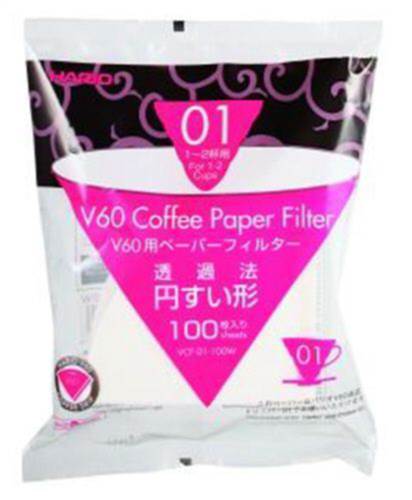 Hario V60 Paper Filter 01 Dripper 100 Sheets - Bleached  - Pn: DRI18183 - commercial coffee spare part