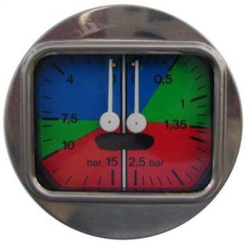 Pressure Gauge Dual Horizontal - Pn: 245029 - commercial coffee spare part