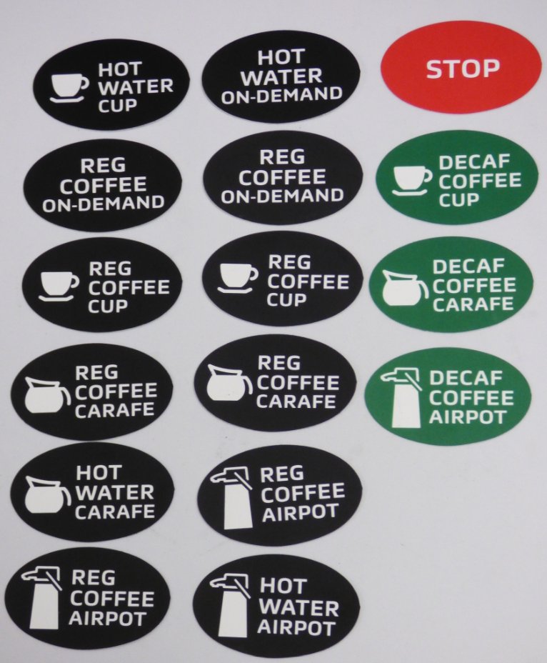 Coffetek Set Calcomanias Botones Dispensa – genuine Coffetek part 49055971
