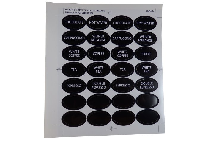 Coffetek Menu Decals Turkey Profes – genuine Coffetek part 57427