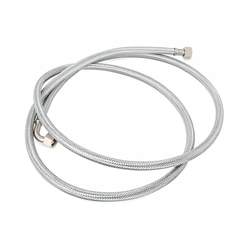 BRAIDED HOSE 2M 3/8F STRAIGHT X 3/8F ELBOW