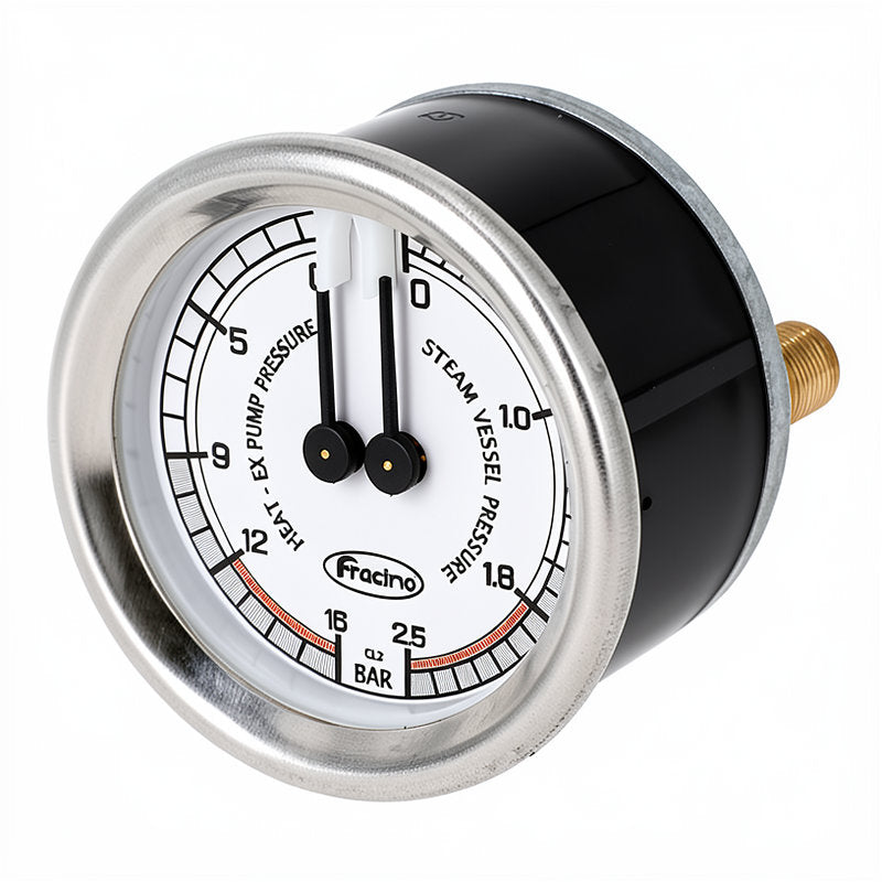 FRACINO WHITE DUAL PRESSURE GAUGE 60MM METAL CASE