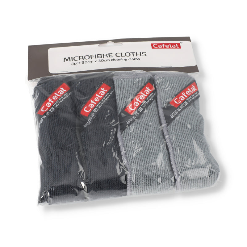 CAFELAT MICROFIBRE CLEANING CLOTHS - 2 BLACK AND 2 GREY