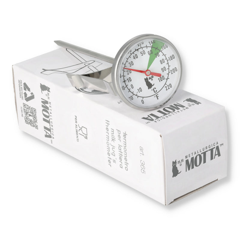 MOTTA DUAL DIAL FROTHING THERMOMETER WITH OPTIMUM FROTH ZONE MARKINGS