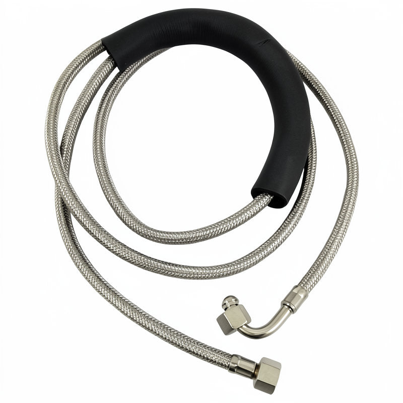 BRAIDED HOSE 1.5M 3/8 STRAIGHT X 3/8 ELBOW - CONICAL