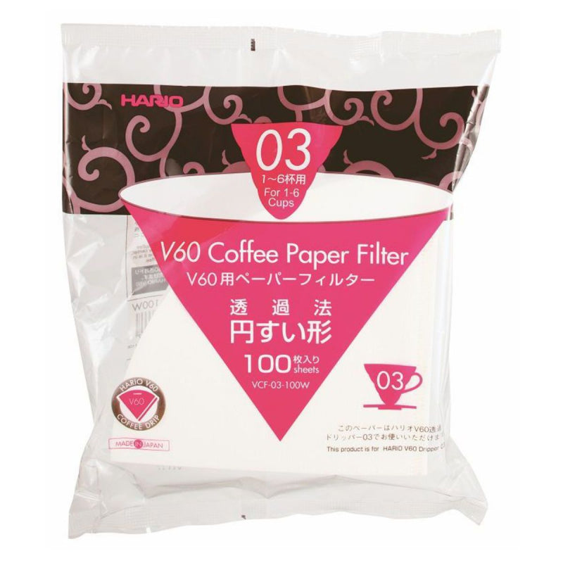 HARIO V60 PAPER FILTER 03 DRIPPER 100 SHEETS - BLEACHED