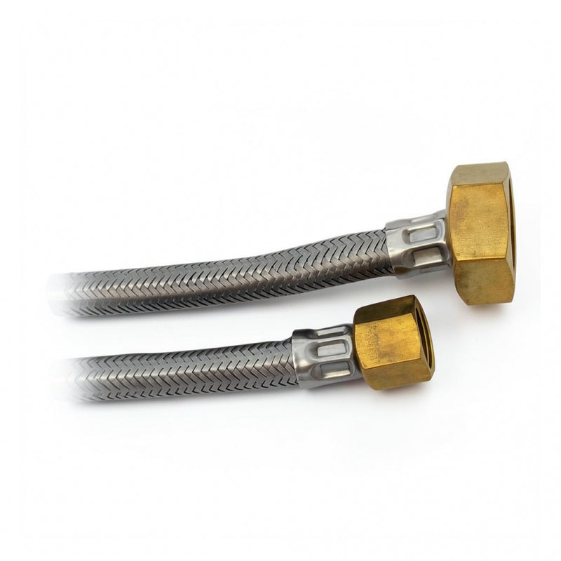 BRAIDED HOSE 0.5M 3/4 STRAIGHT X 3/8 STRAIGHT - CONICAL