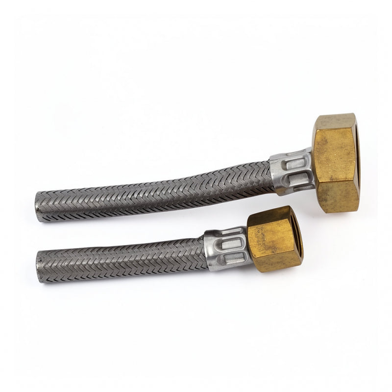 BRAIDED HOSE 1M 3/4 STRAIGHT X 3/8 STRAIGHT - FLAT