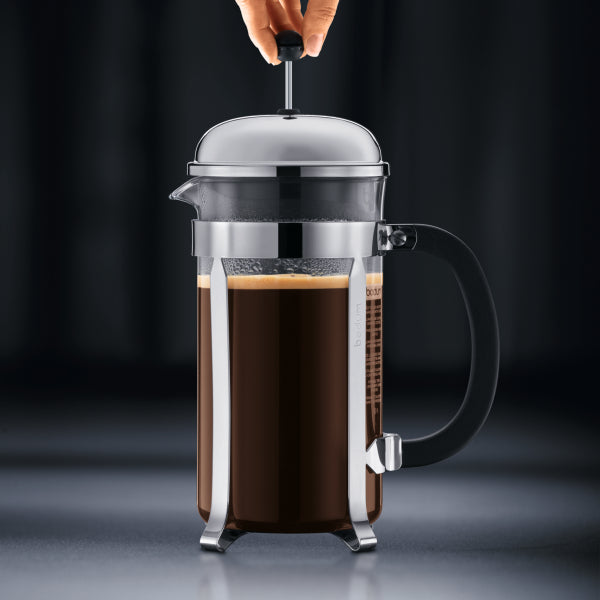 BODUM CHAMBORD COFFEE MAKER 3 CUP 0.35L/12OZ - GLASS, MIRROR FINISH S/S LID