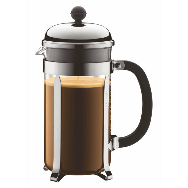 BODUM CHAMBORD COFFEE MAKER 8 CUP 1.0L/34OZ - GLASS, MIRROR FINISH S/S LID