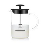 BODUM LATTE MILK FROTHER WITH GLASS HANDLE, 0.25L, 8OZ - BLACK