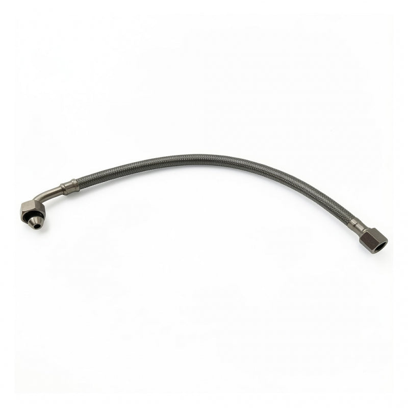 BRAIDED HOSE 0.4M 1/4 STRAIGHT X 3/8 ELBOW - CONICAL