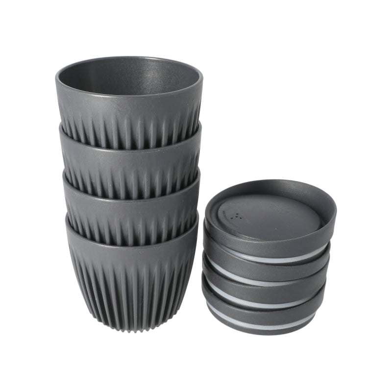HUSKEE CUP & LID CHARCOAL - 6OZ/18CL (4 PACK)