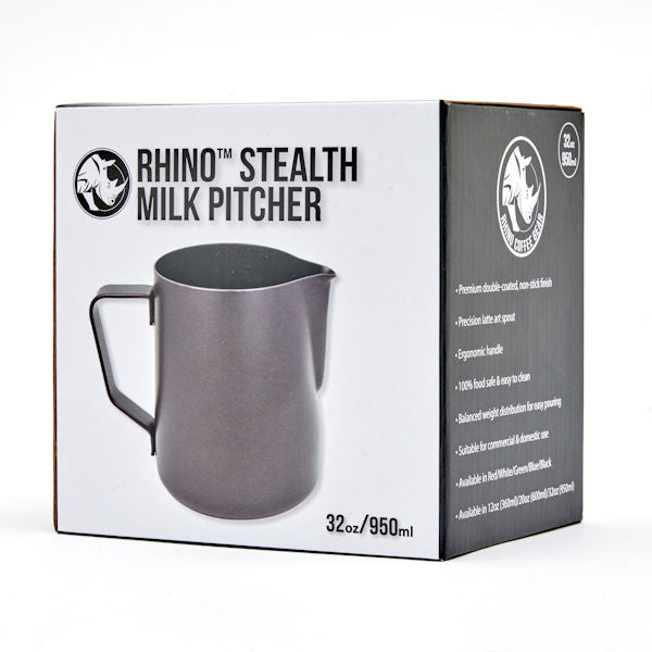 RHINO STEALTH MILK PITCHER 1000ML - BLACK
