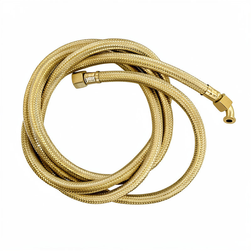 BRAIDED HOSE 2M 3/8F STRAIGHT X 3/8F ELBOW - FLAT