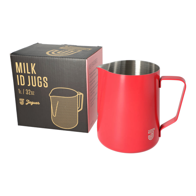 JAGUAR MILK ID S/S INTERIOR MILK FOAMING JUG - 1 LITRE RED