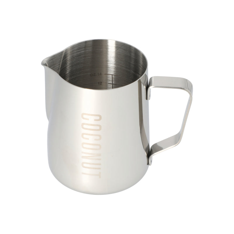 JAGUAR NAMED MILK FOAMING JUG WITH ETCHED VOLUME MEASURES - 0.6 LITRE 'COCONUT'