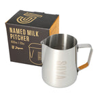 JAGUAR NAMED MILK FOAMING JUG WITH ETCHED VOLUME MEASURES - 0.6 LITRE 'SOYA'