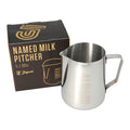 JAGUAR NAMED MILK FOAMING JUG WITH ETCHED VOLUME MEASURES - 1 LITRE 'ALMOND'