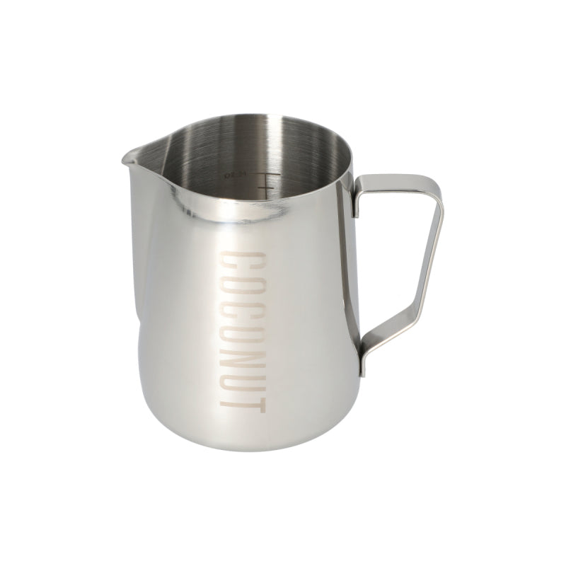 JAGUAR NAMED MILK FOAMING JUG WITH ETCHED VOLUME MEASURES - 1 LITRE 'COCONUT'