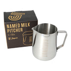 JAGUAR NAMED MILK FOAMING JUG WITH ETCHED VOLUME MEASURES - 1 LITRE 'COCONUT'