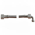 BRAIDED HOSE 0.80M 3/8F STRAIGHT X 3/8F ELBOW - CONICAL