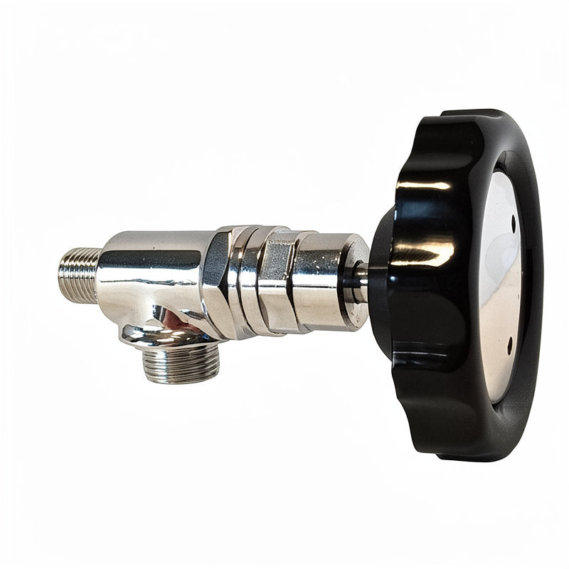 CHROME STEAM / WATER VALVE WITH BLACK AND CHROME KNOB