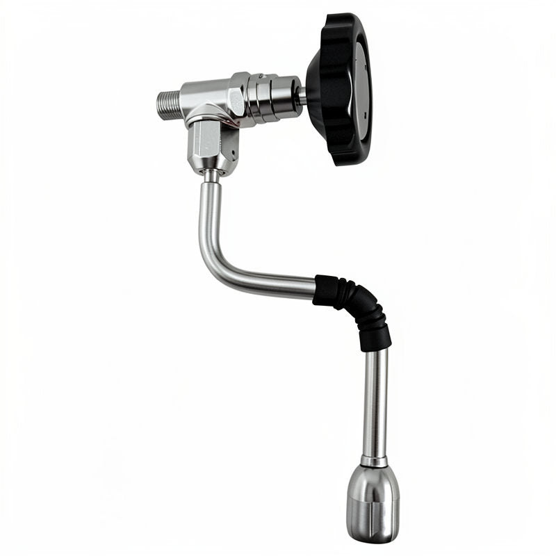 CHROME HOT WATER VALVE WITH S/S TUBE AND BLACK AND CHROME KNOB