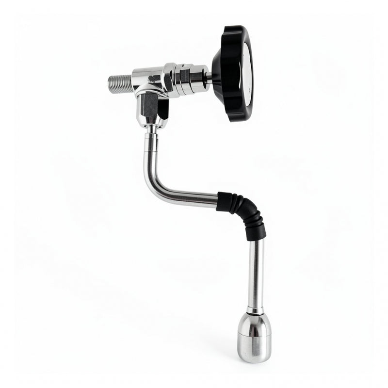 CHROME HOT WATER VALVE WITH S/S TUBE AND BLACK AND CHROME KNOB