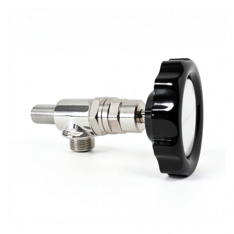 CHROME STEAM VALVE WITH S/S TUBE WITH BALCK AND CHROME KNOB