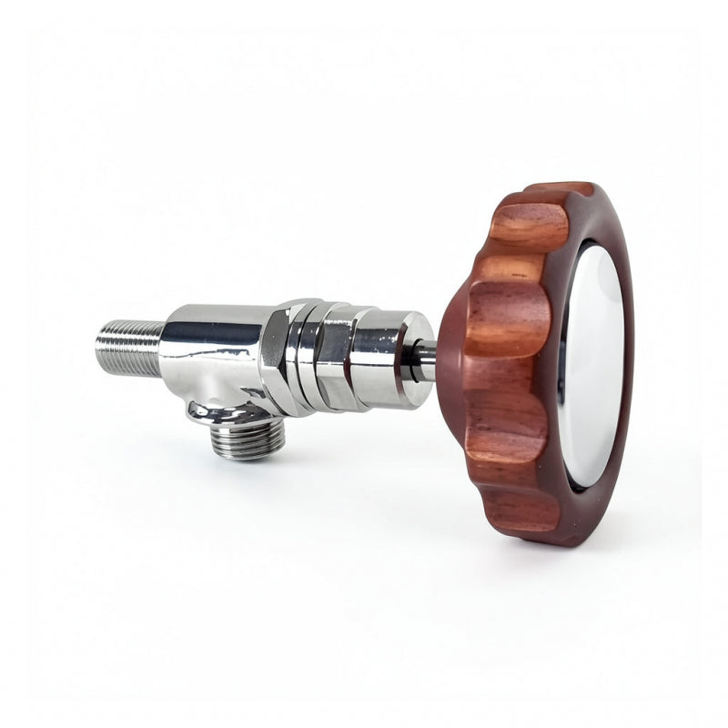 CHROME STEAM VALVE WITH S/S TUBE WITH WOODEN KNOB