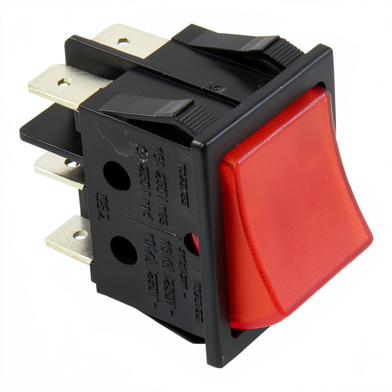 ROCKER SWITCH RED SPRING LOADED 6 TERMINAL