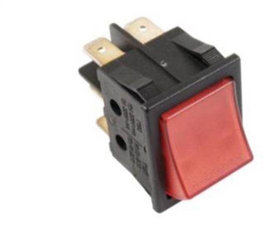 Red Rocker Switch with 6 Terminals  - Pn: UN0646 - commercial coffee spare part