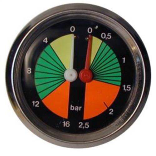 Vibemme - Pressure Gauge Dual  Modern Hori  - Pn: VI2768 - commercial coffee spare part