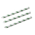 Vegware Bubble tea green stripe 12mm paper straw, 9in / 230mm
