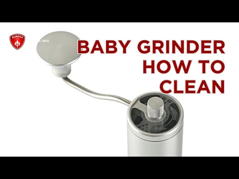 EUREKA BABY HAND GRINDER - WALNUT BODY / GLASS BASE