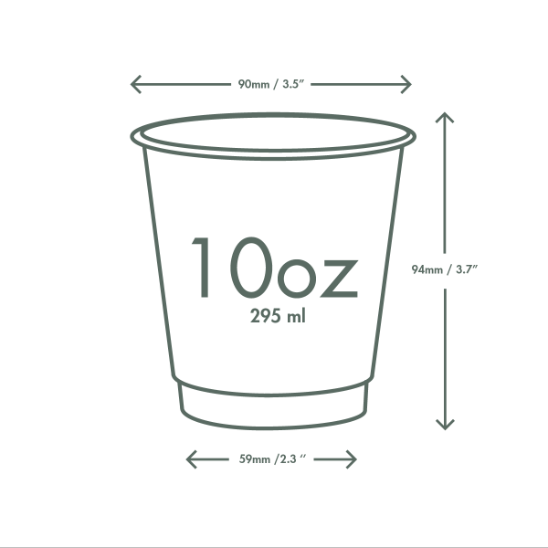 Vegware 10oz / 320ml black double wall hot cup, 89-Series