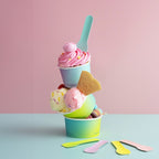 Vegware 3.5in / 90mm tutti frutti paper ice cream spoon, wrapped