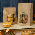 Vegware 5 x 3 x 8in kraft NatureFlex window bloomer bag