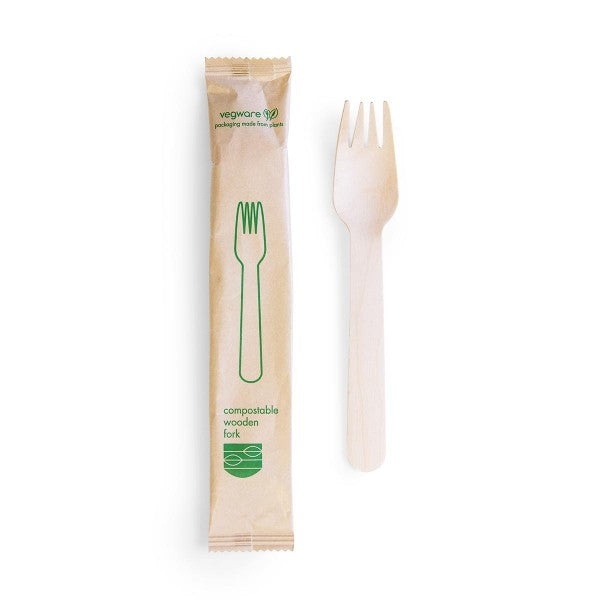 Vegware 6.5in compostable wooden fork