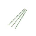 Vegware Standard green stripe 6mm paper straw, 7.8in / 200mm