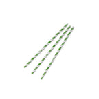 Vegware Standard green stripe 6mm paper straw, 7.8in / 200mm